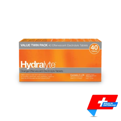 Hydralyte Tablets Orange | 40 pack | Made in Switzerland | Mens Health Downunder