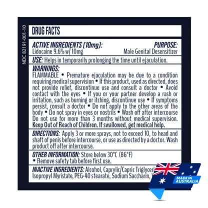 Steady Freddy Delay Spray Drug Facts | Made in Australia | Mens Health Downunder
